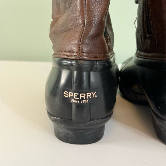 Sperry Tall Boots Girls 4 Fur Snow Waterproof Leather Lace Up Zip Pull On Brown - Picture 7 of 9